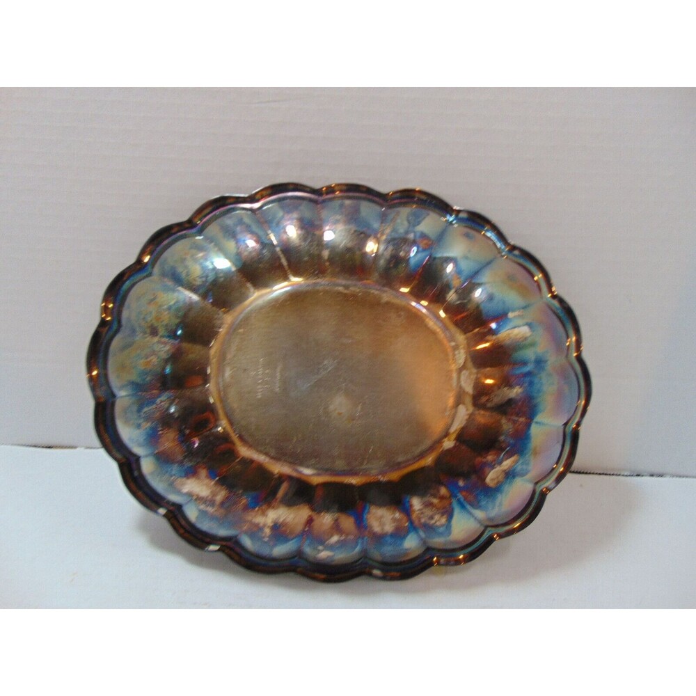 Reed & Barton #113 Holiday Pattern Oval Scallop Silverplate 10.5" Serving Dish - Picture 4 of 9